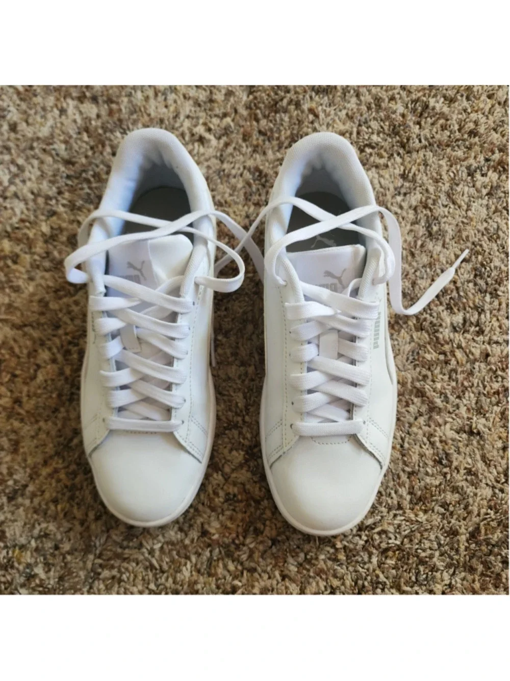 Puma Smash 3.0 Leather White Sneakers Women's 5.5 / 4Y Like New‎